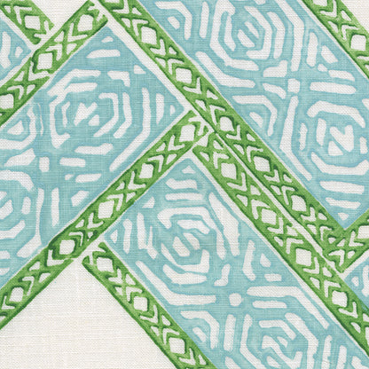 Parquet Handblock Fabric by Galbraith & Paul in Sea