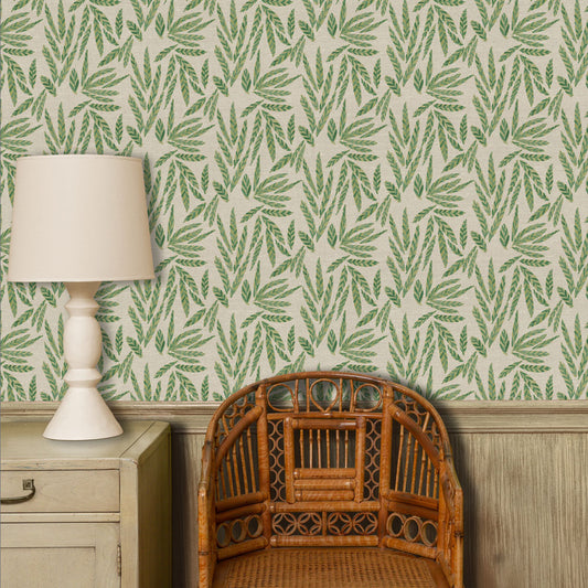 Parrish Grasscloth Wallpaper by Ferrick Mason in Green Grass