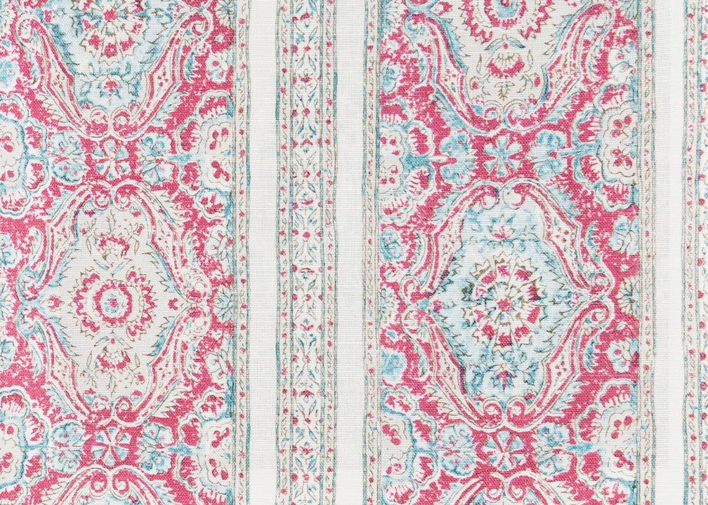 Pedana Stripe Fabric by Titley & Marr in Aqua and Rose