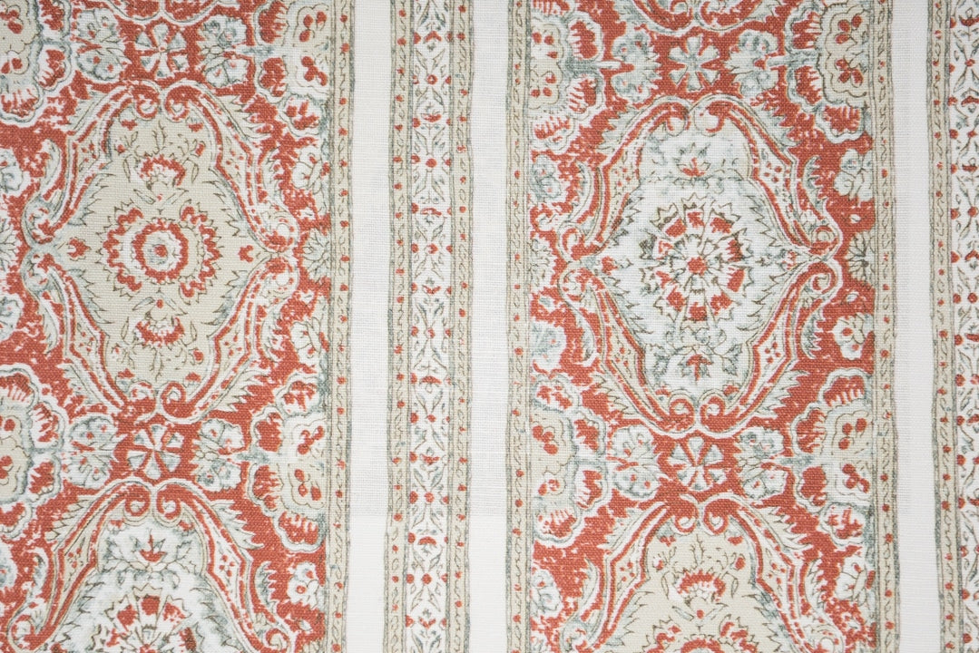 Pedana Stripe Fabric by Titley & Marr in Terracotta and Sage