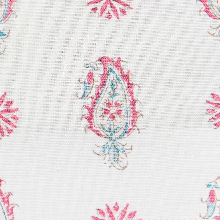 Persian Paisley Fabric by Titley & Marr in Aqua and Rose