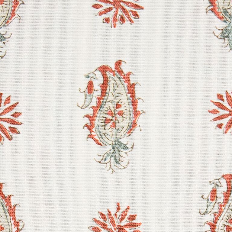 Persian Paisley Fabric by Titley & Marr in Terracotta and Sage