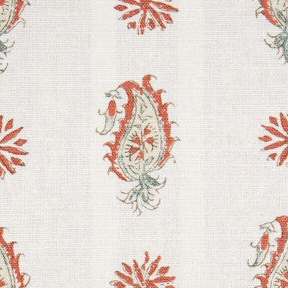 Persian Paisley Fabric by Titley & Marr in Terracotta and Sage