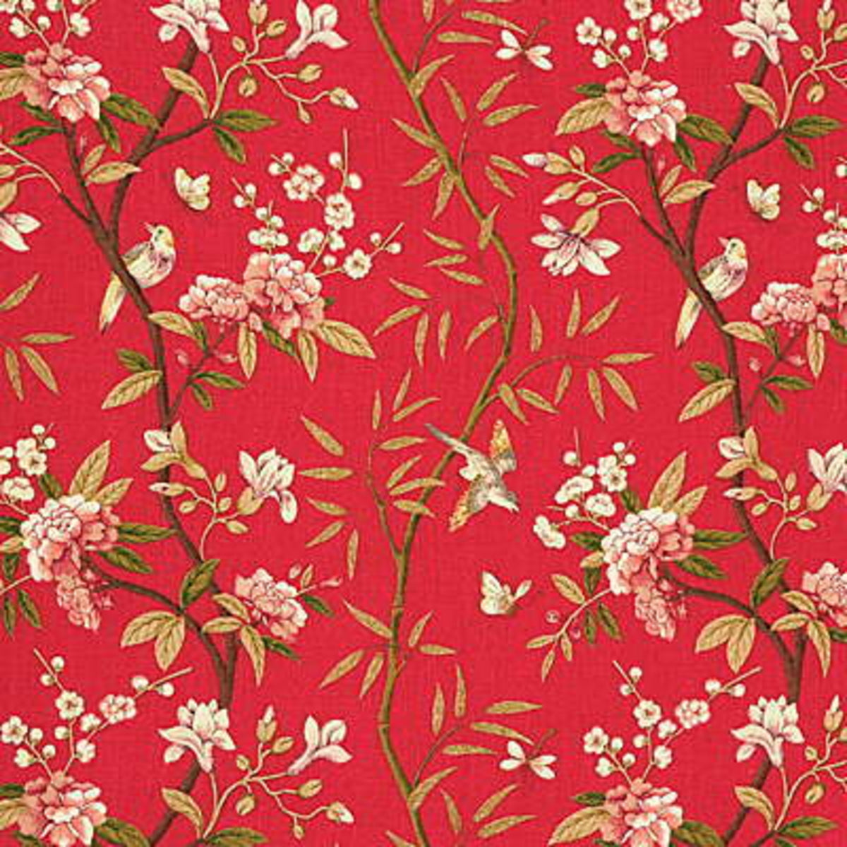 Peony & Blossom - Red/Moss
