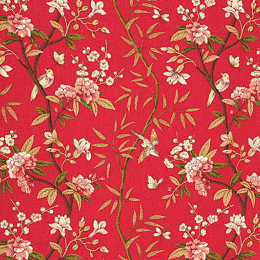 Peony & Blossom Fabric by G P & J Baker in Red/Moss