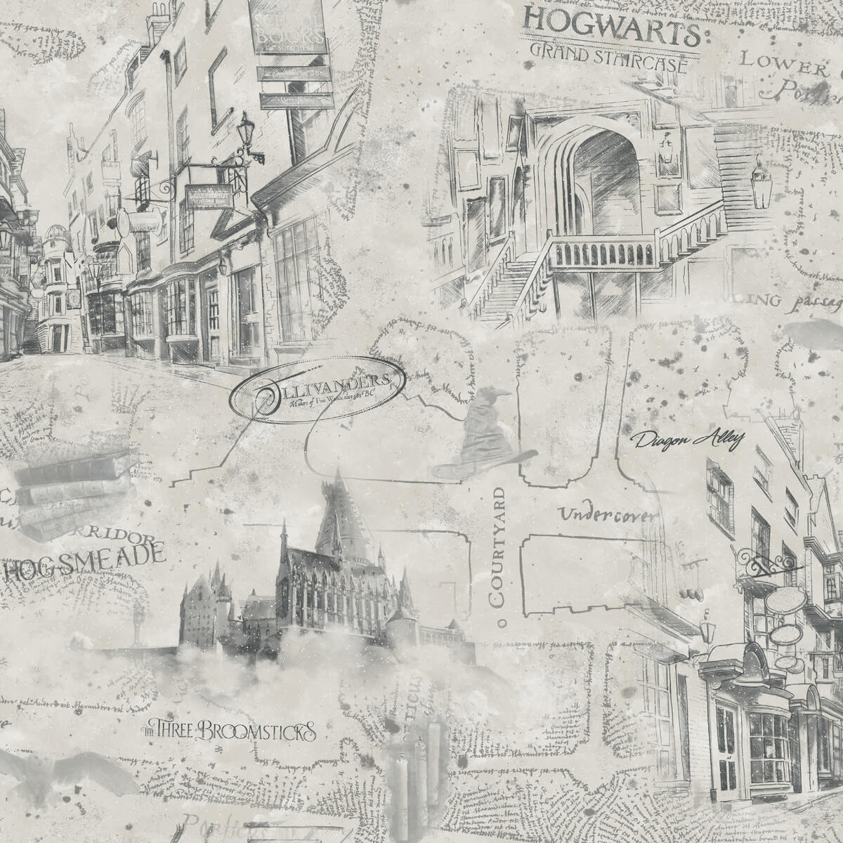 Harry Potter Hogwarts Map Peel & Stick Wallpaper