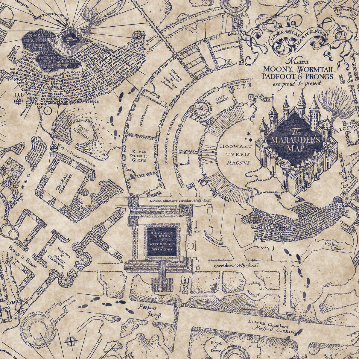 Harry Potter Marauder's Map Peel & Stick Wallpaper