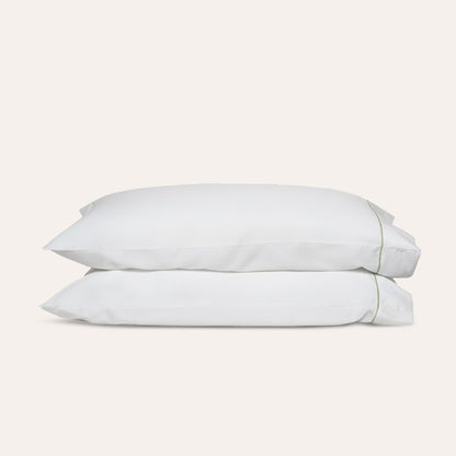 Serene Pillowcase Pair - with Stitch in Sage - Standard