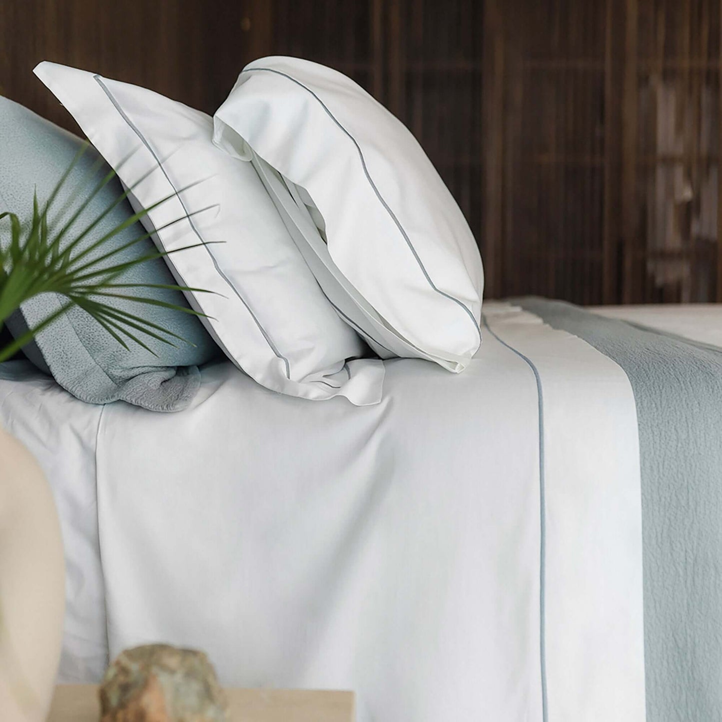 Serene Pillowcase Pair - with Stitch in Coast - King