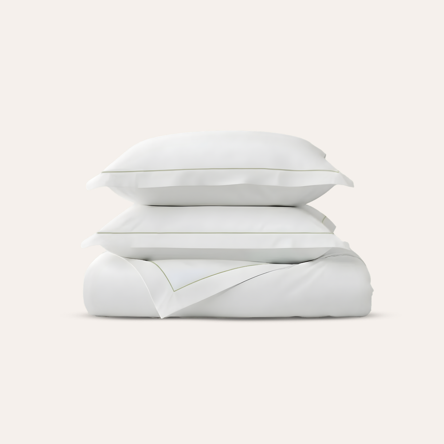 Serene Duvet Cover Set - with Stitch in Sage - Cal King
