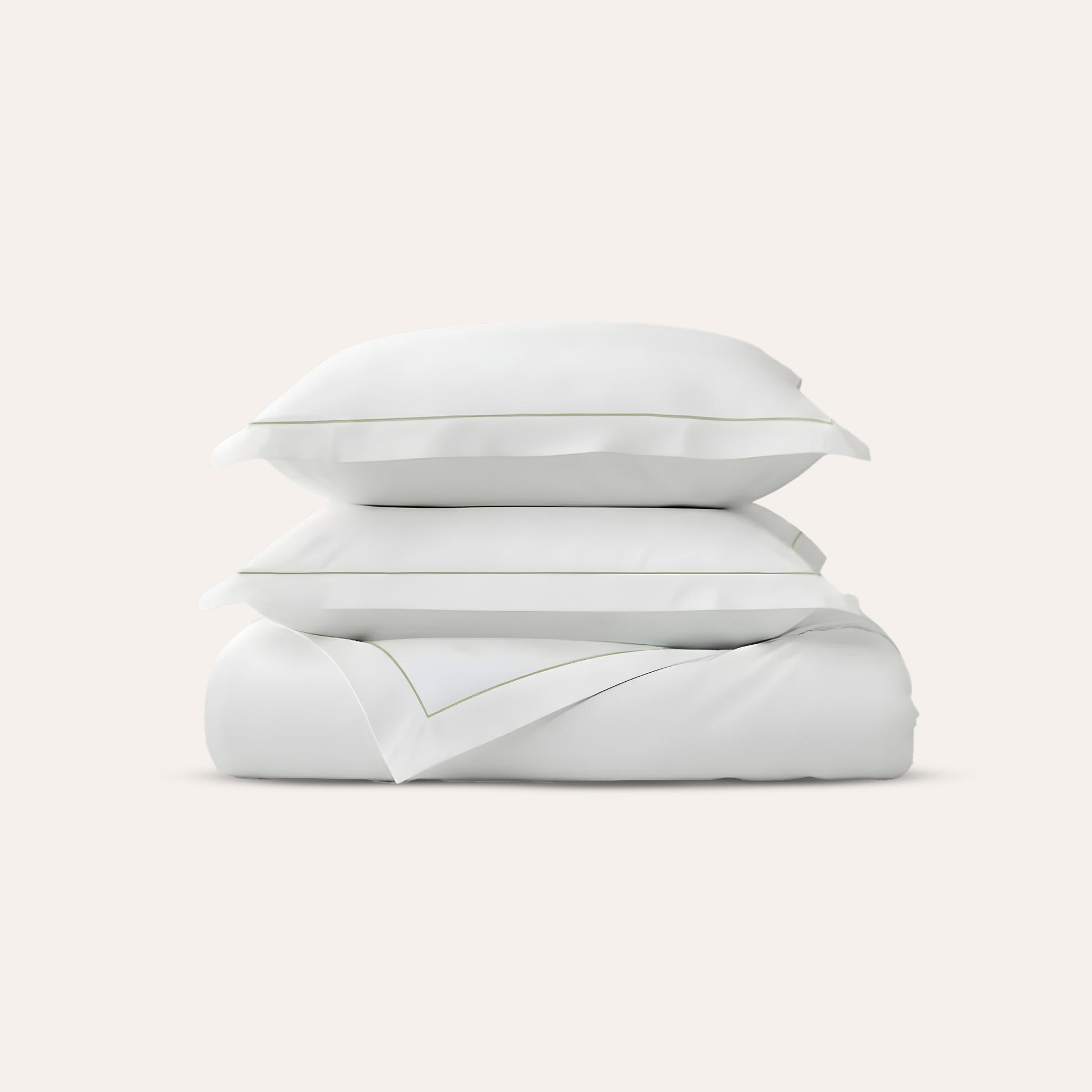 Serene Duvet Cover Set - with Stitch in Sage - Cal King
