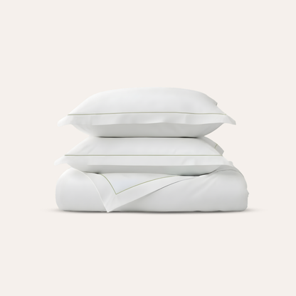 Serene Duvet Cover Set - with Stitch in Sage - Cal King