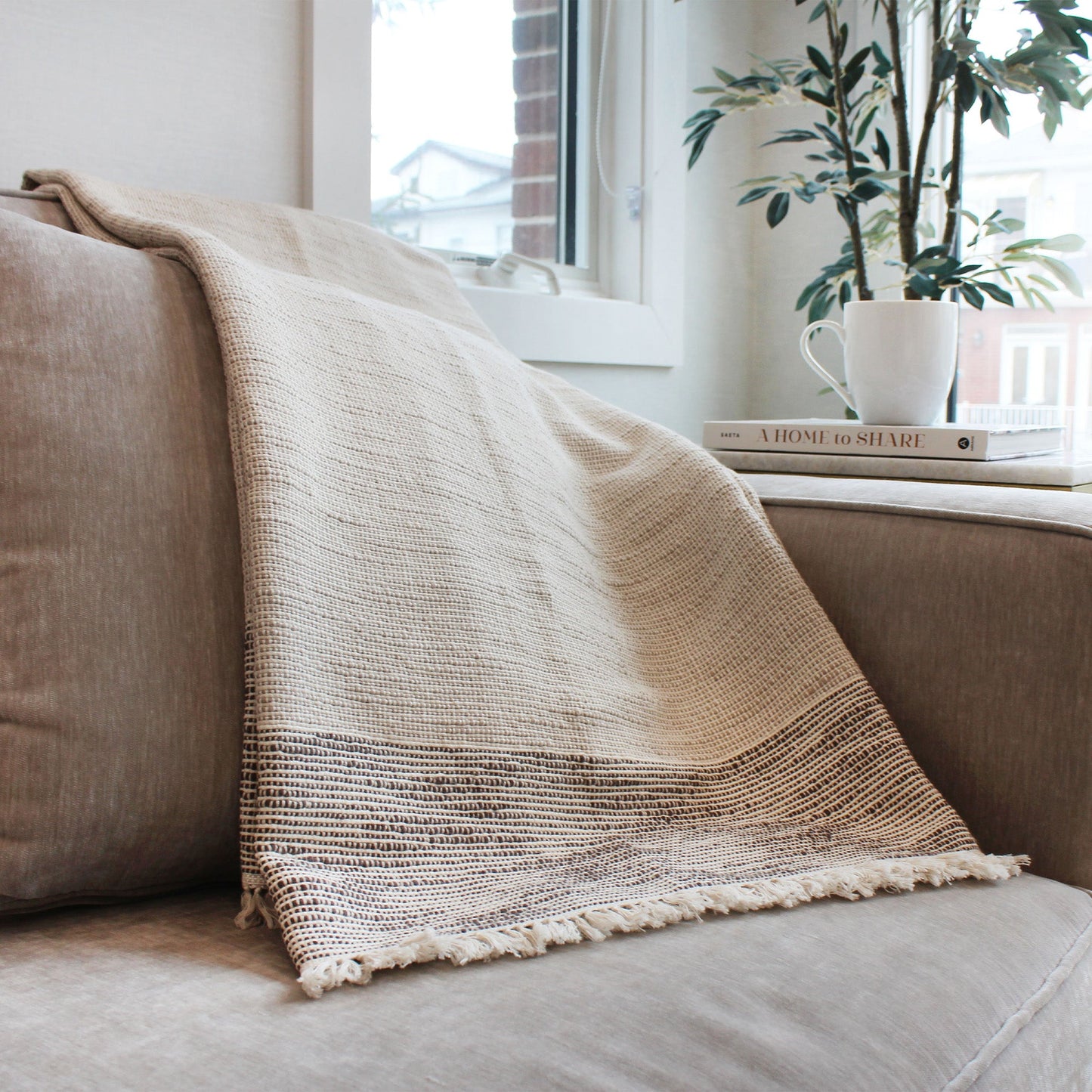 Ancestry Throw Blanket - Pebble and Espresso