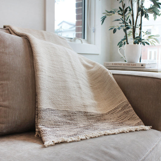 Ancestry Throw Blanket - Pebble and Espresso