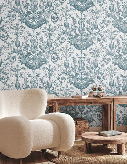 Avian Fountain Toile Wallpaper