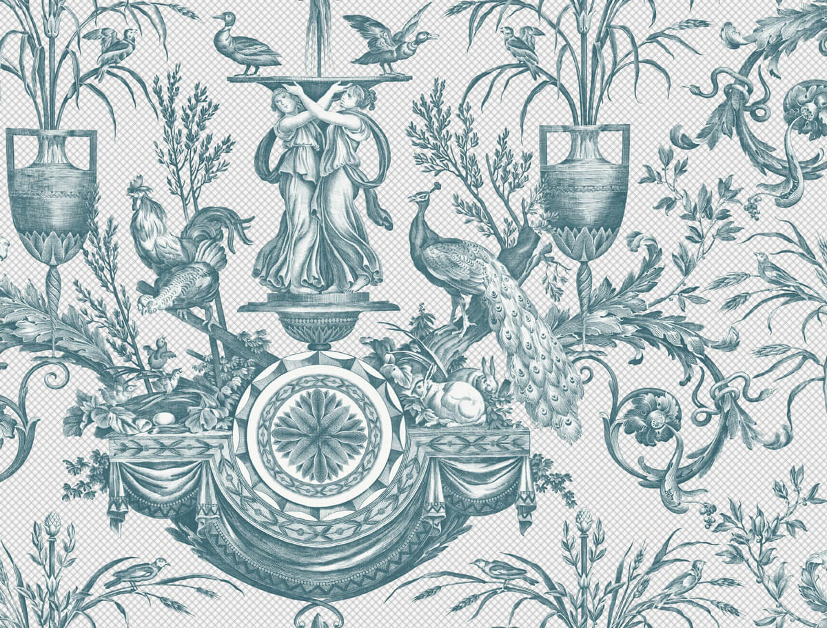 Avian Fountain Toile Wallpaper