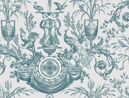 Avian Fountain Toile Wallpaper