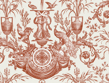 Avian Fountain Toile Wallpaper