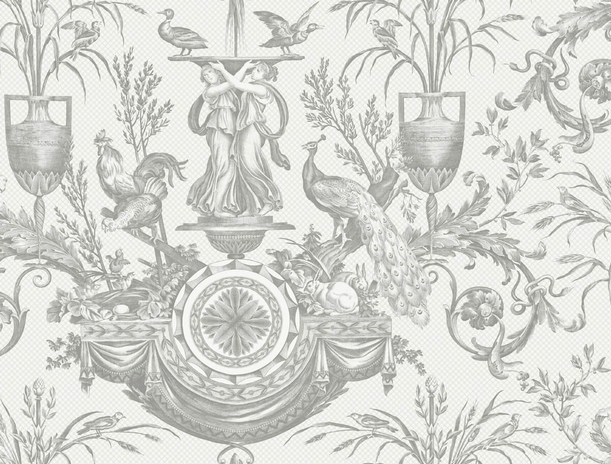 Avian Fountain Toile Wallpaper