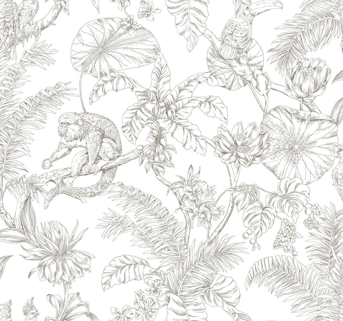 Tropical Sketch Toile Wallpaper