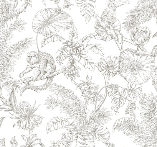 Tropical Sketch Toile Wallpaper