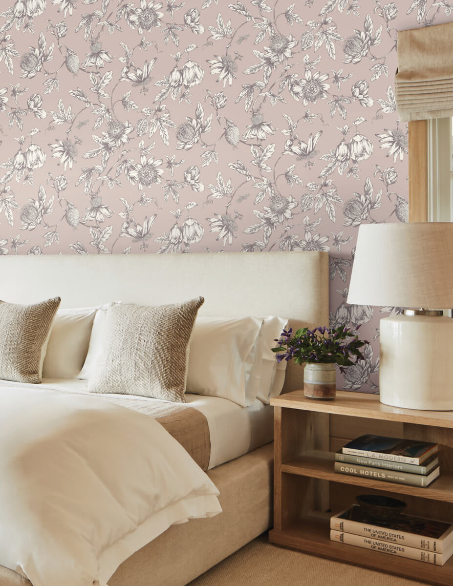 Passion Flower Toile Wallpaper
