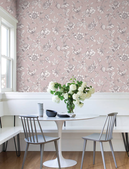 Passion Flower Toile Wallpaper