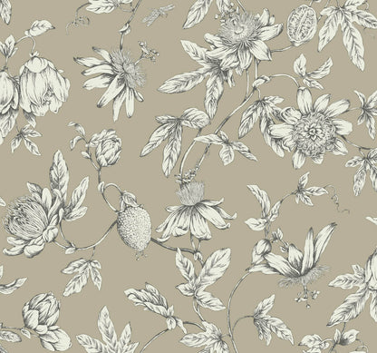 Passion Flower Toile Wallpaper