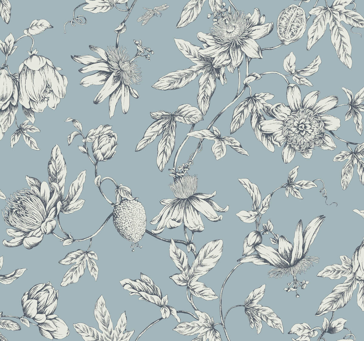 Passion Flower Toile Wallpaper