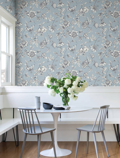 Passion Flower Toile Wallpaper