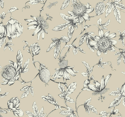 Passion Flower Toile Wallpaper