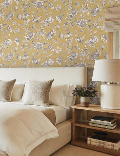 Passion Flower Toile Wallpaper