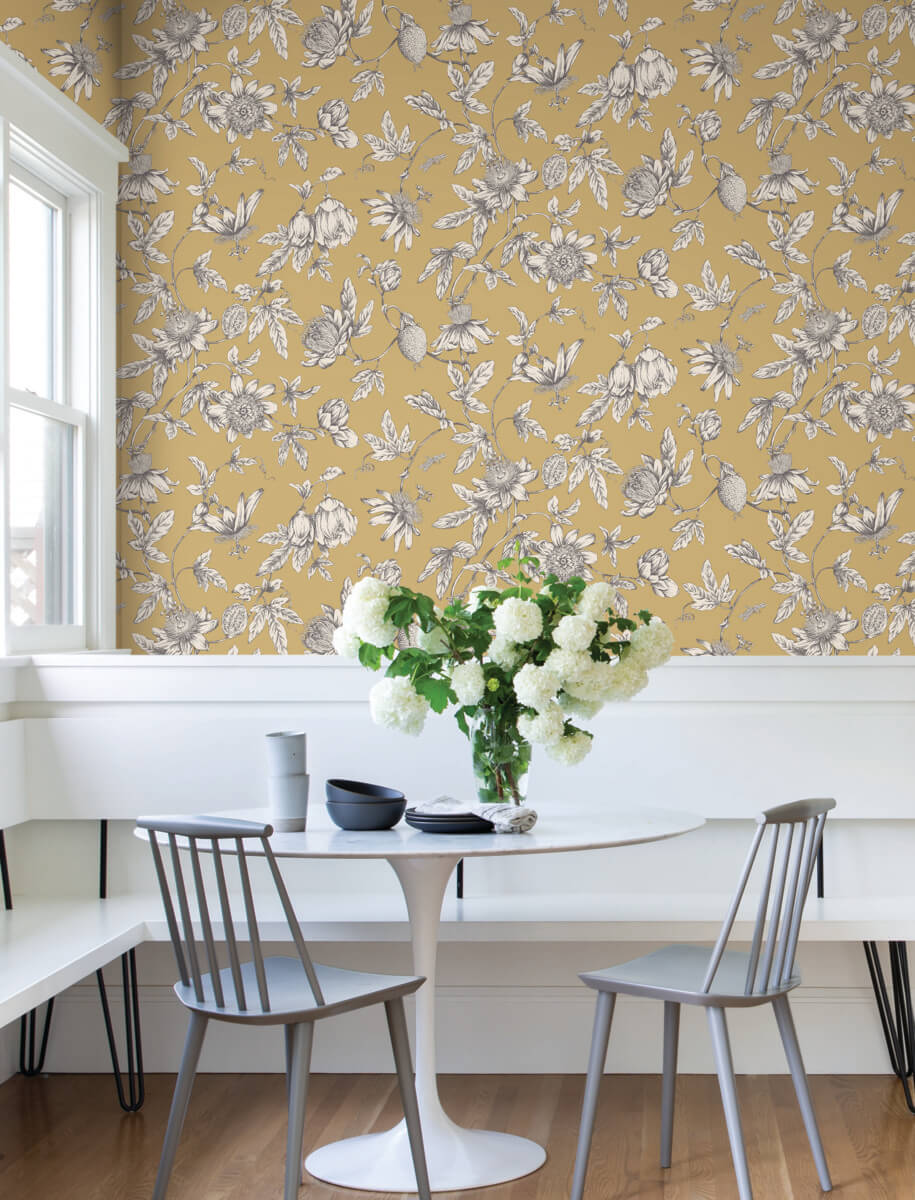 Passion Flower Toile Wallpaper