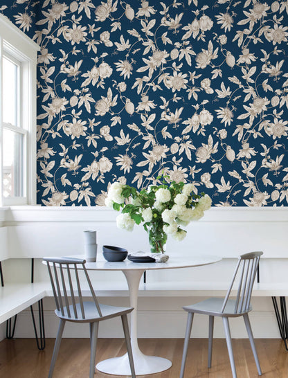 Passion Flower Toile Wallpaper