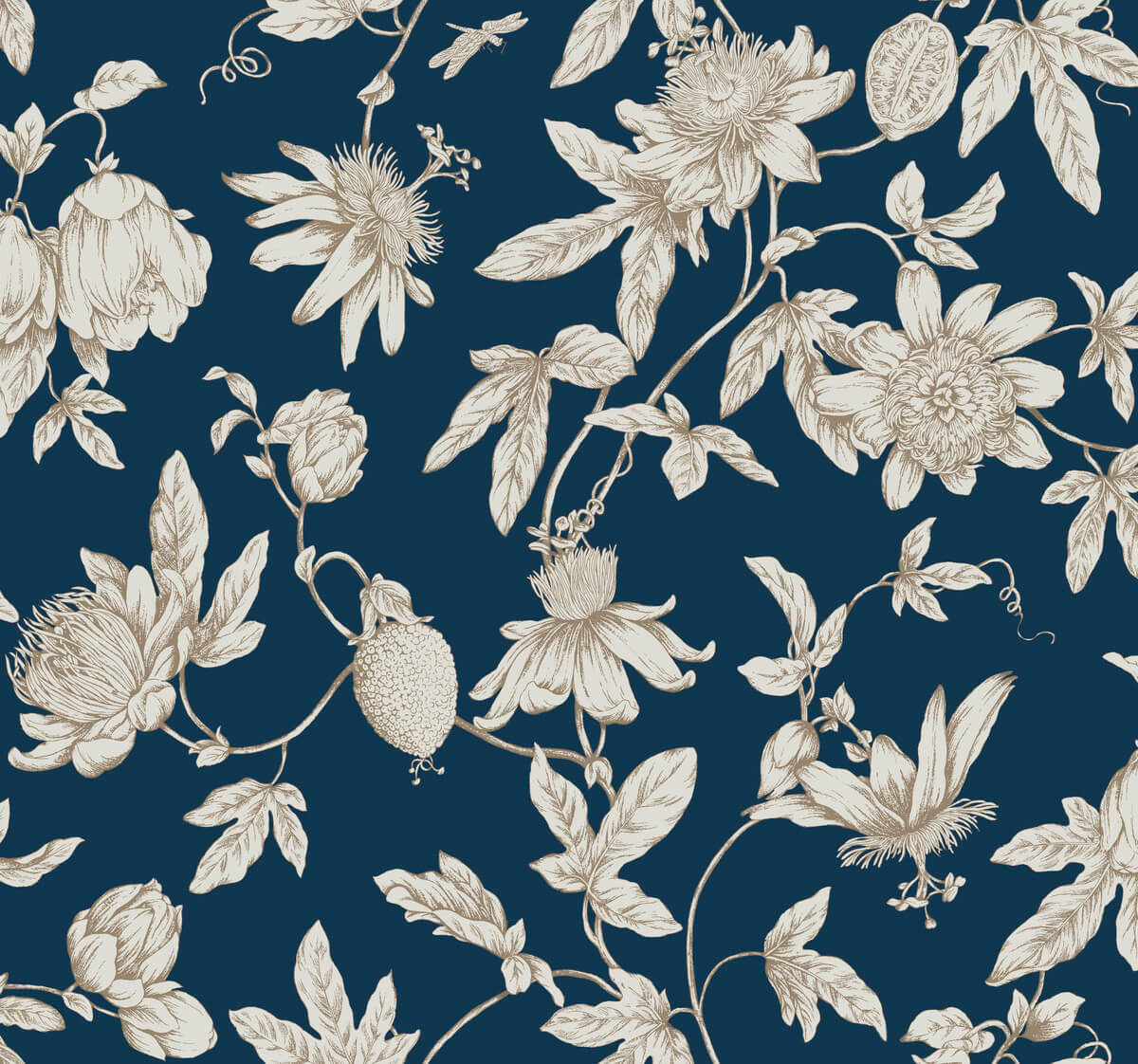 Passion Flower Toile Wallpaper