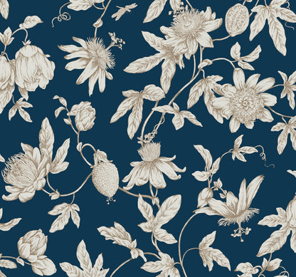 Passion Flower Toile Wallpaper