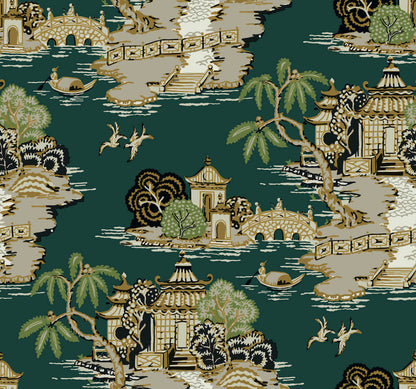 Pagoda And Sampan Scenic Wallpaper