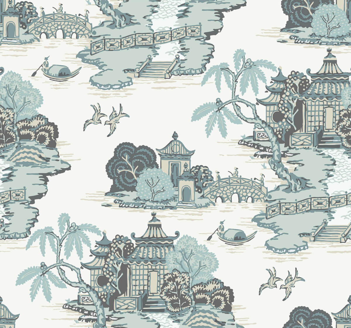 Pagoda And Sampan Scenic Wallpaper