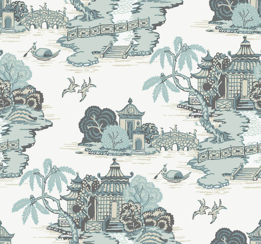 Pagoda And Sampan Scenic Wallpaper