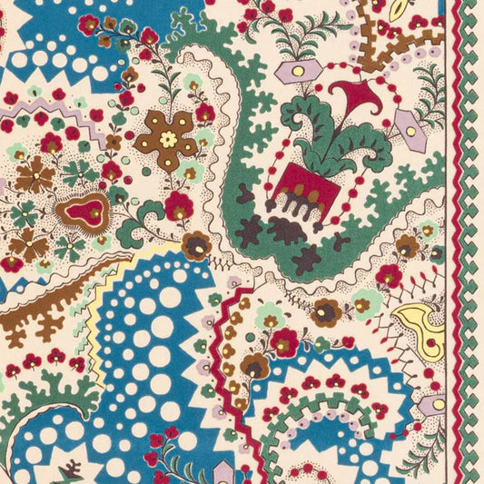 Rimski Fabric by Décors Barbares in Blue, border detail