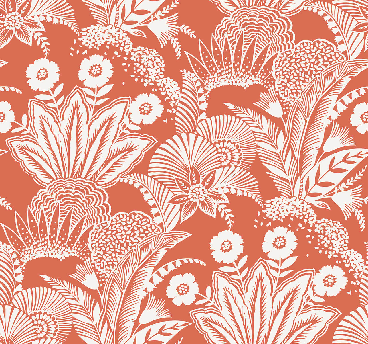 Seabrook Summer House Suvi Palm Grove Wallpaper - Coral Glow
