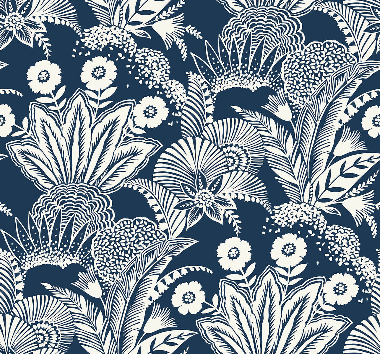 Seabrook Summer House Suvi Palm Grove Wallpaper - Nautical Blue