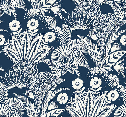 Seabrook Summer House Suvi Palm Grove Wallpaper - Nautical Blue