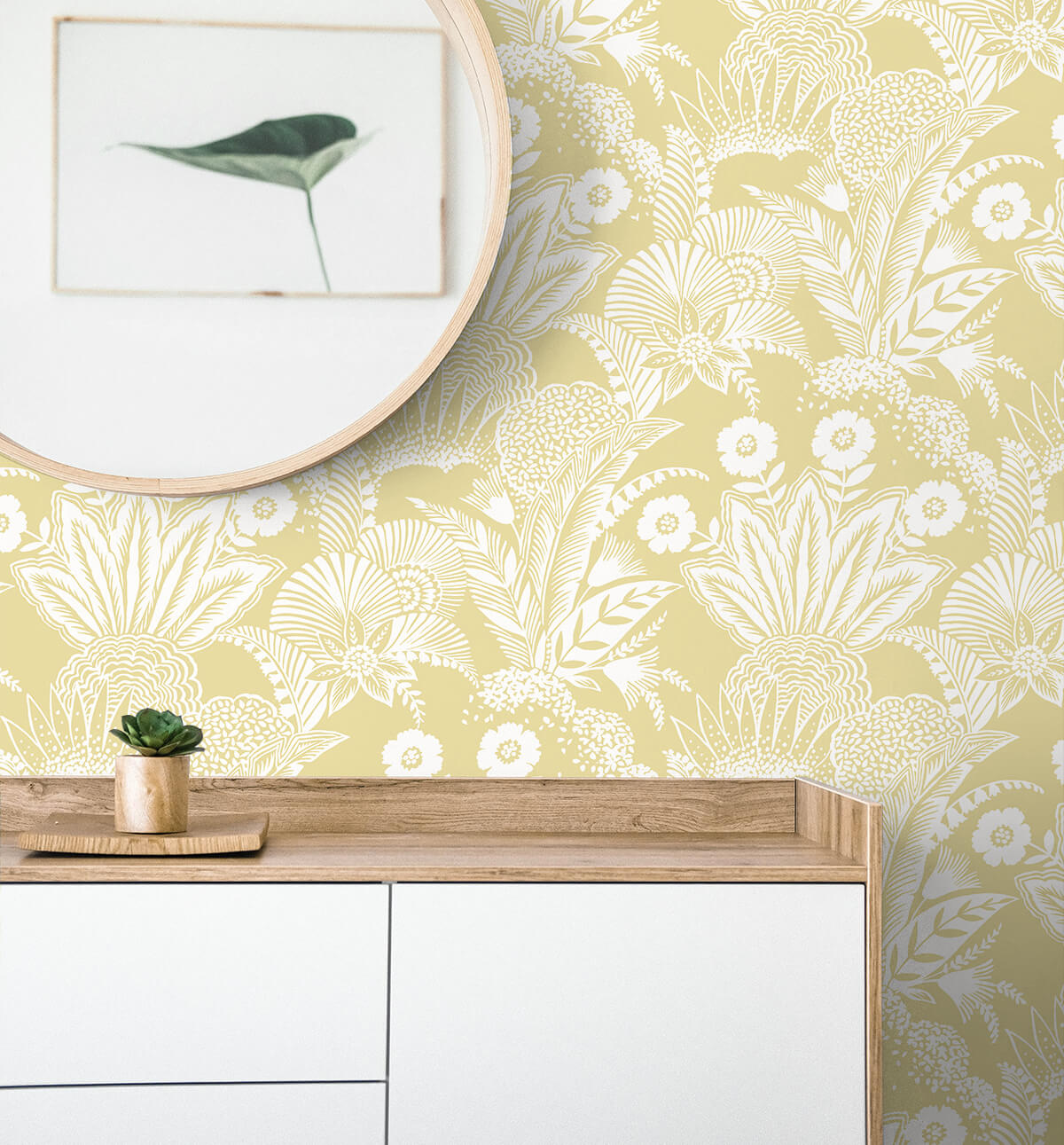 Seabrook Summer House Suvi Palm Grove Wallpaper - Butter