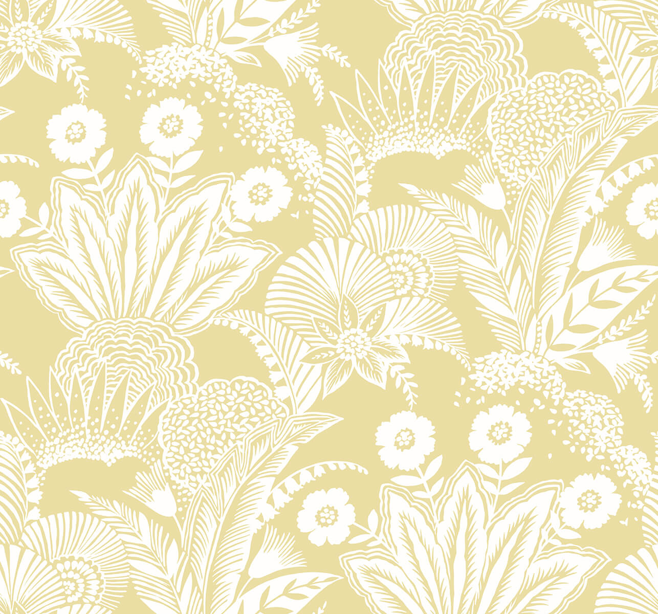 Seabrook Summer House Suvi Palm Grove Wallpaper - Butter