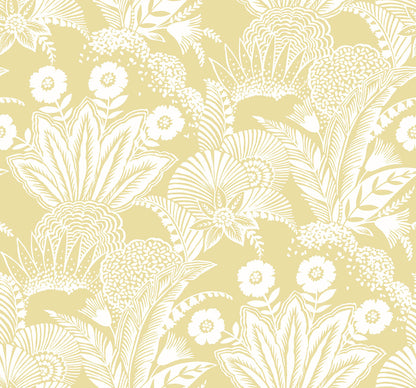 Seabrook Summer House Suvi Palm Grove Wallpaper - Butter