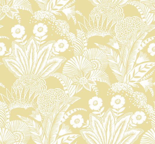 Seabrook Summer House Suvi Palm Grove Wallpaper - Butter
