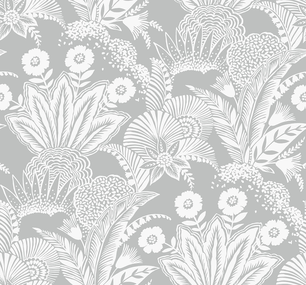 Seabrook Summer House Suvi Palm Grove Wallpaper - Bluish Gray