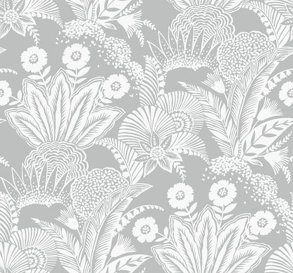 Seabrook Summer House Suvi Palm Grove Wallpaper - Bluish Gray