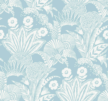 Seabrook Summer House Suvi Palm Grove Wallpaper - Sky Blue